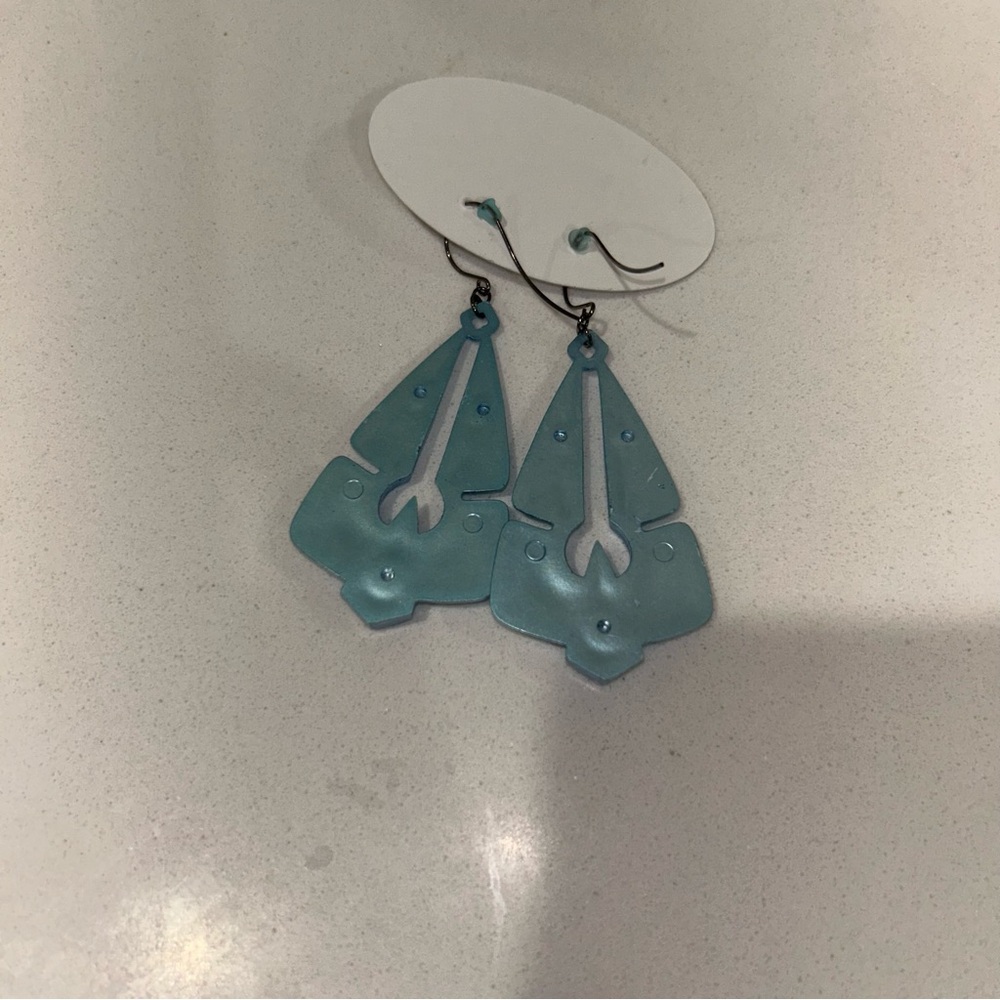 Leetie Lovendale Icy Blue Geometric Earrings - Picture 2 of 4